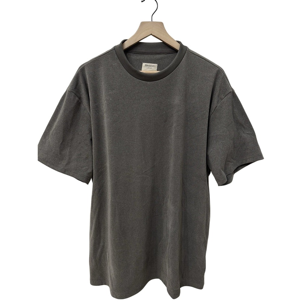 Massive Luxury‎ T-Shirt XL Gray Oversized Heavyweight Boxy Crew Neck Streetwear